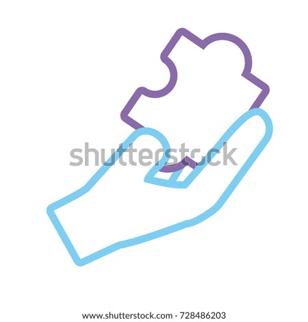 hand  with  puzzle piece  vector illustartion