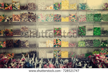 Sweets of different shapes and sizes selling in the store by weight