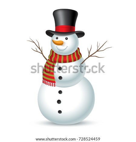 Christmas snowman isolated on white background. Vector illustration Royalty-Free Stock Photo #728524459
