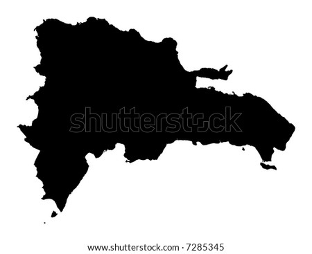 Detailed map of Dominican Republic, black and white. Mercator Projection.