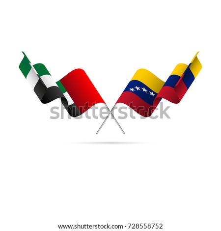 United Arab Emirates and Venezuela flags. Vector illustration.