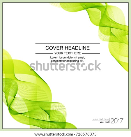 Universal Covers Design with Light Green Wave Line on White Background. Templates for Business Presentation, Publications, Blank. 