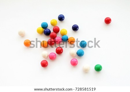Colorful Gumballs on a White Background Isolated Royalty-Free Stock Photo #728581519