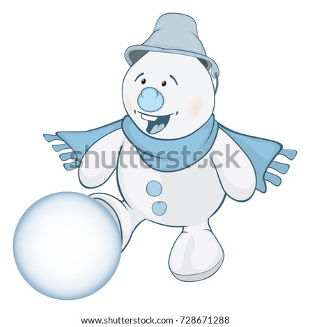 Vector Illustration of Cute Snowman. Cartoon Character