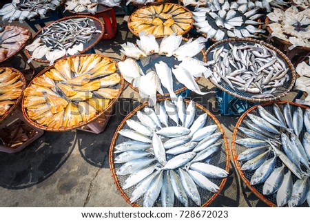 Pattern of preservation sun dried fish at thailand