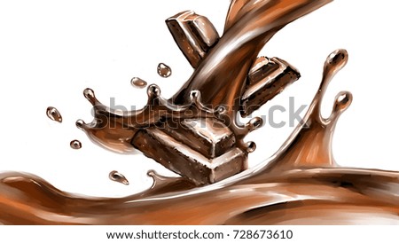 liquid chocolate, caramel or cocoa realistic illustration