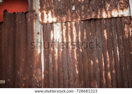 old rusty galvanized, corrugated iron siding vintage texture background, Rusty corrugated metal wall.