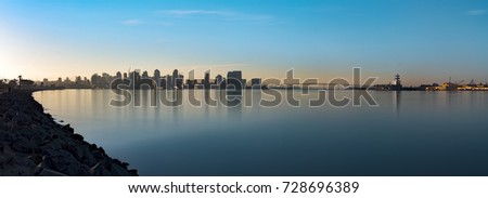 Downtown San Diego as seen from Harbor island in the early morning hours
