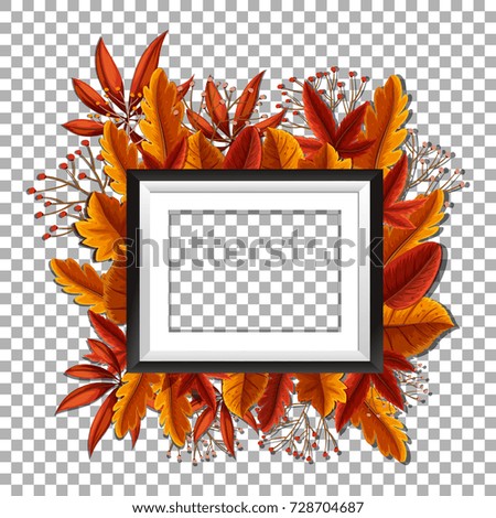 Picture frame with orange leaves in background illustration