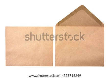 It is two brown document envelope isolated on white background.Brown document isolated