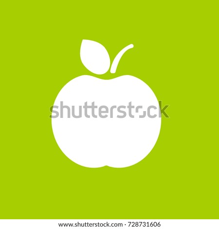 apple vector icon - white apple icon isolated on green background