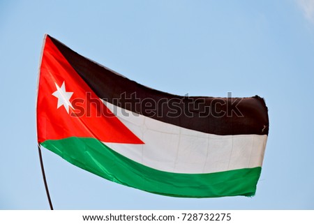  jordan the national flag in the wind and sky

