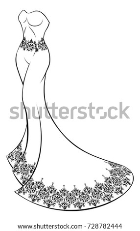 A brides wedding dress abstract concept illustration