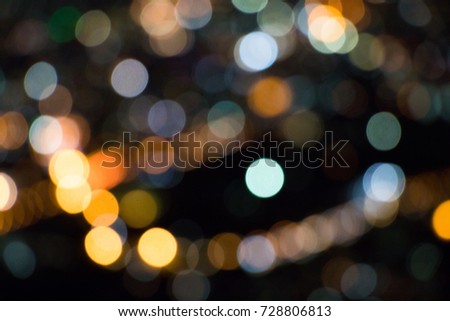 Colorful bokeh circles for background, Glitter of city night lig