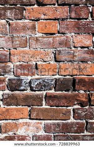 Very Textured Coloured Brick Wall Close Up