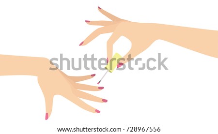 elegant woman hand doing manicure applying nail polish