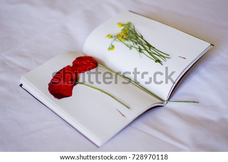 Flowers on white notebook