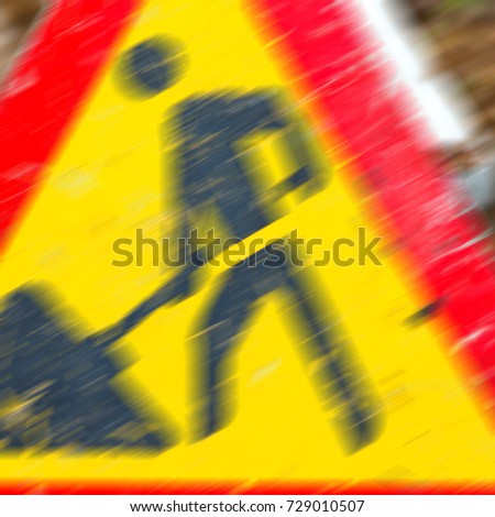 blur in south africa road signal of a man at work like abstracr concept