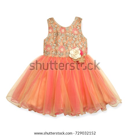 girl frock on an isolated white background Royalty-Free Stock Photo #729032152