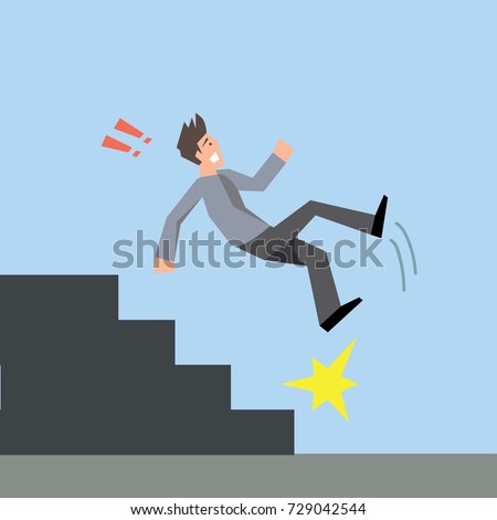 Man falling down the stairs-vector cartoon Royalty-Free Stock Photo #729042544