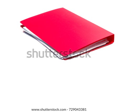 red files folder. retention of contracts and paper. with the isolated white background - copy space 