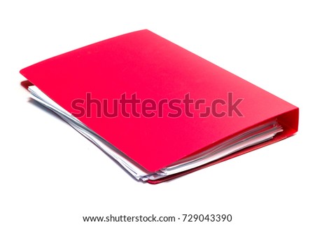 red files folder. retention of contracts and paper. with isolated white background 