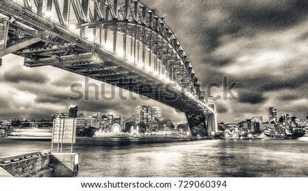 Night over Sydney Harbour Bridge, Australia.