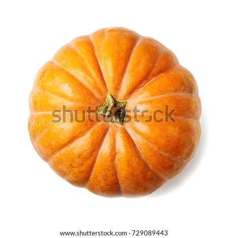Fresh orange pumpkin isolated on white background, top view