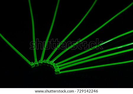 Cable Tie Green Black Backdrop on Black Background