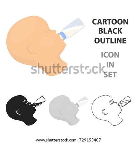 Feeding icon in cartoon style isolated on white background. Pregnancy symbol stock bitmap, raster illustration.