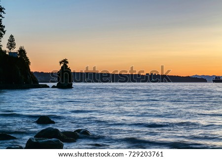 Siwash Rock at sunset in the beautiful Stanley park, Vancouver, British columbia, Canada
