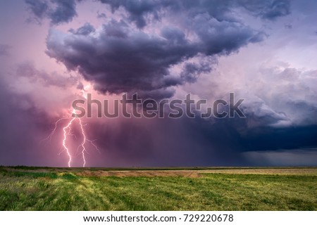 Thunderstorm and lightning Royalty-Free Stock Photo #729220678