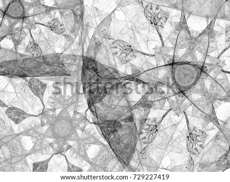 Grayscale abstract fractal illustration. Future technology background. Design element for book covers, presentations layouts, title and page backgrounds. Digital collage. Raster clip art.