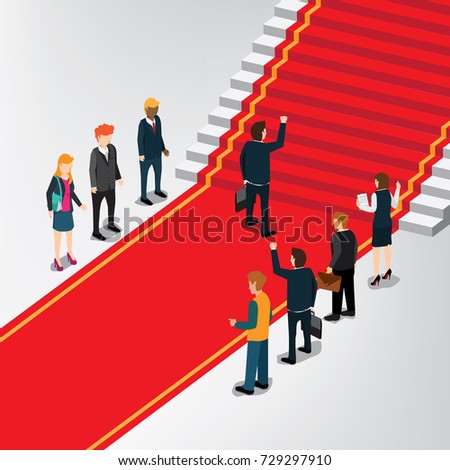 businessman on going to stair of success