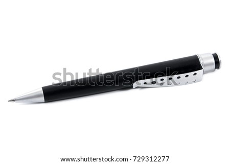 Black ballpoint pen isolated on white background.Black pen isolated