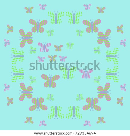 Butterfly halftone  pattern . Hand drawn.