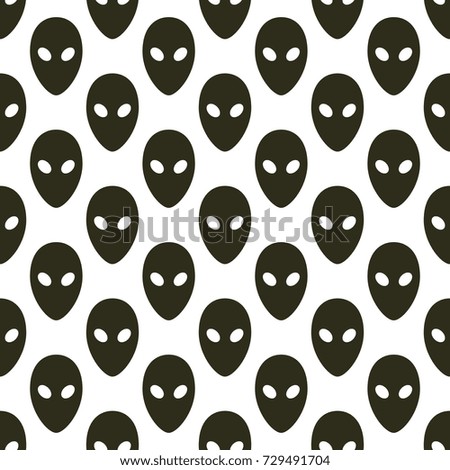 Alien geometric seamless pattern. Halloween flat icon symbol in black color on white background.