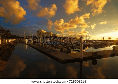 Evening scenery with a beautiful cloud formation at Marina Sutera Harbour, Sabah, Borneo