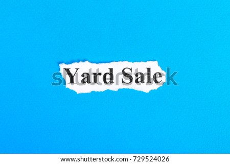 yard sale text on paper. Word yard sale on torn paper. Concept Image.