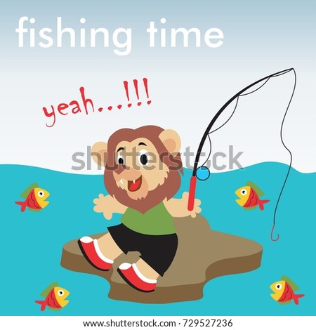 fishing time,kids t-shirt design,vector cartoon