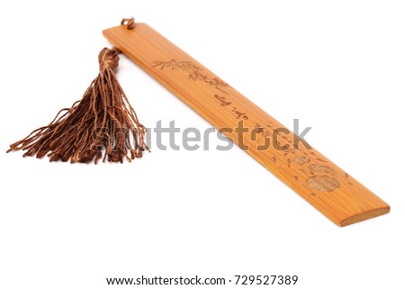 Bamboo bookmark on white background