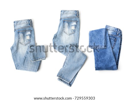 A set of clothes on a white background. Isolated. Royalty-Free Stock Photo #729559303