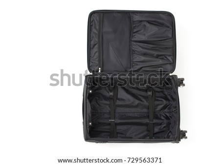 Large black travel bag on a white background. Isolated. Royalty-Free Stock Photo #729563371