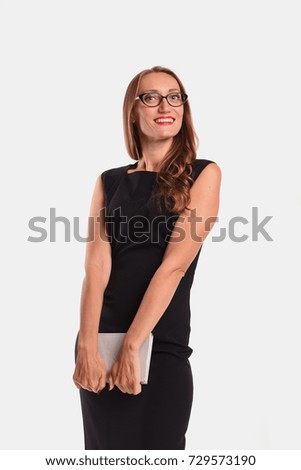 Elegant business lady on isolated  white background