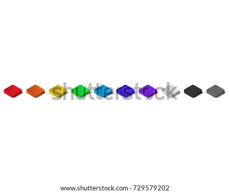 Colorful Isometric Top 3D Buttons with shadow