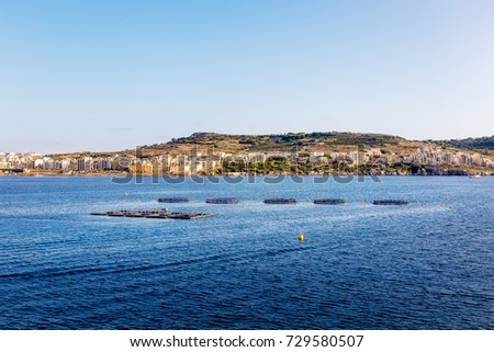 A fish farm in the bay of Mellieha, Malta