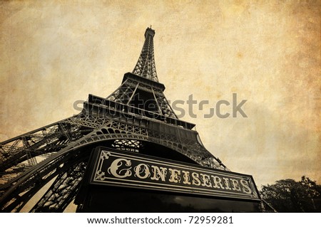 Eiffel tower vintage postcard Royalty-Free Stock Photo #72959281