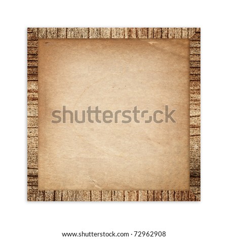 Square frame on wood for background and text