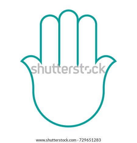 Hamsa Icon. Outline. Popular Arabic and Jewish amulet. Vector illustration. Mystic, alchemy, occult concept. Astrology, esoteric, religion. Royalty-Free Stock Photo #729651283