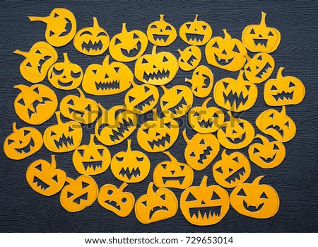 Postcard with funny halloween pumpkins